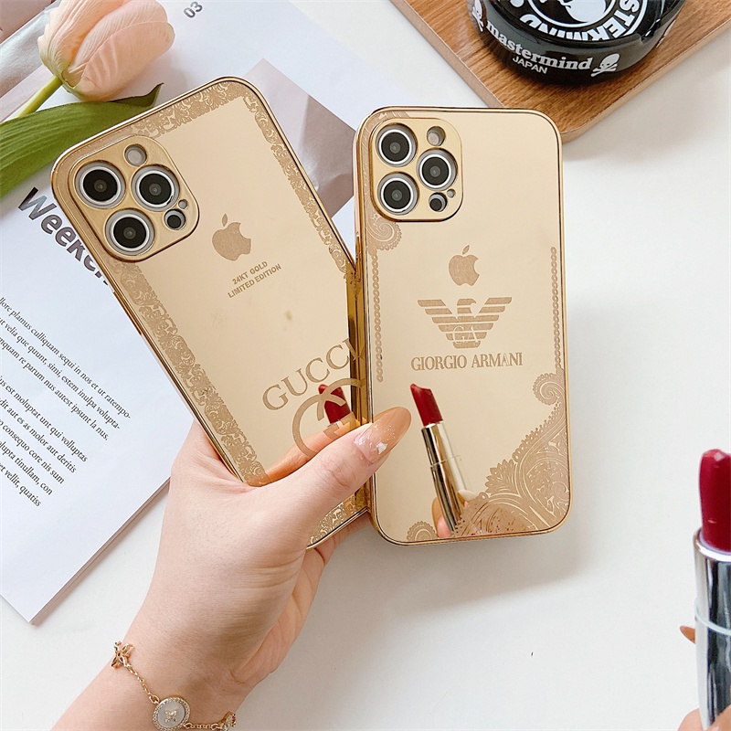 Ốp Điện Thoại Nhựa Cứng Mạ Vàng Sang Trọng Cho iPhone 13 12 11 Pro Max XS Max X 8 7 Plus