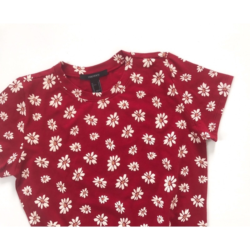 Áo croptop đỏ vải hoa cúc daisy vnxk