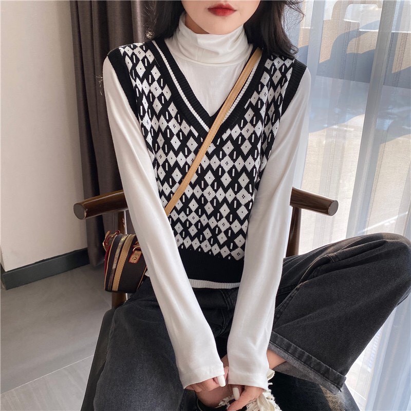 Áo gile len mỏng họa tiết thổ cẩm siêu xinh - 4Basic | BigBuy360 - bigbuy360.vn