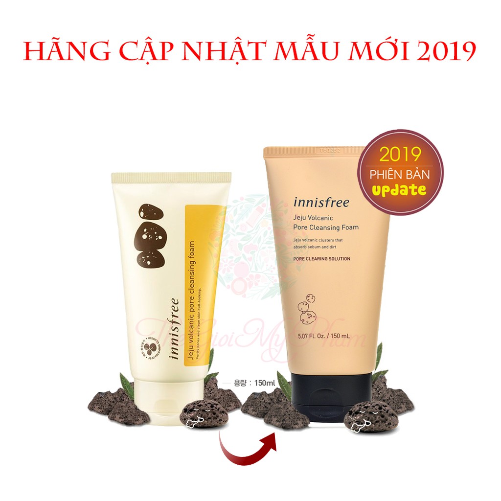 Sữa Rửa Mặt Tro Núi Lửa hết Mụn Đầu Đen, Bã Nhờn Innisfree Jeju Volcanic Pore Cleansing Foam 150ml