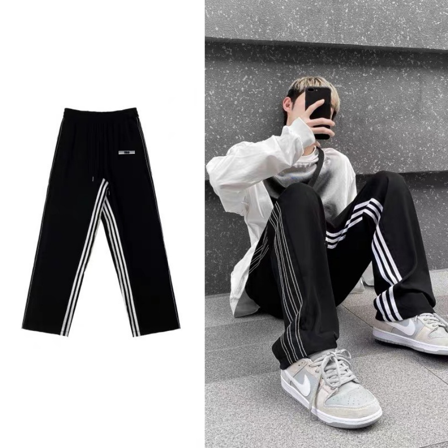 Quần 3 sọc kiểu mới TUCO Đen , Ống suông Nam Nữ Unisex Form  Rộng, Vải Mịn Mềm Mát Quần Joker, Joger, Thể Thao