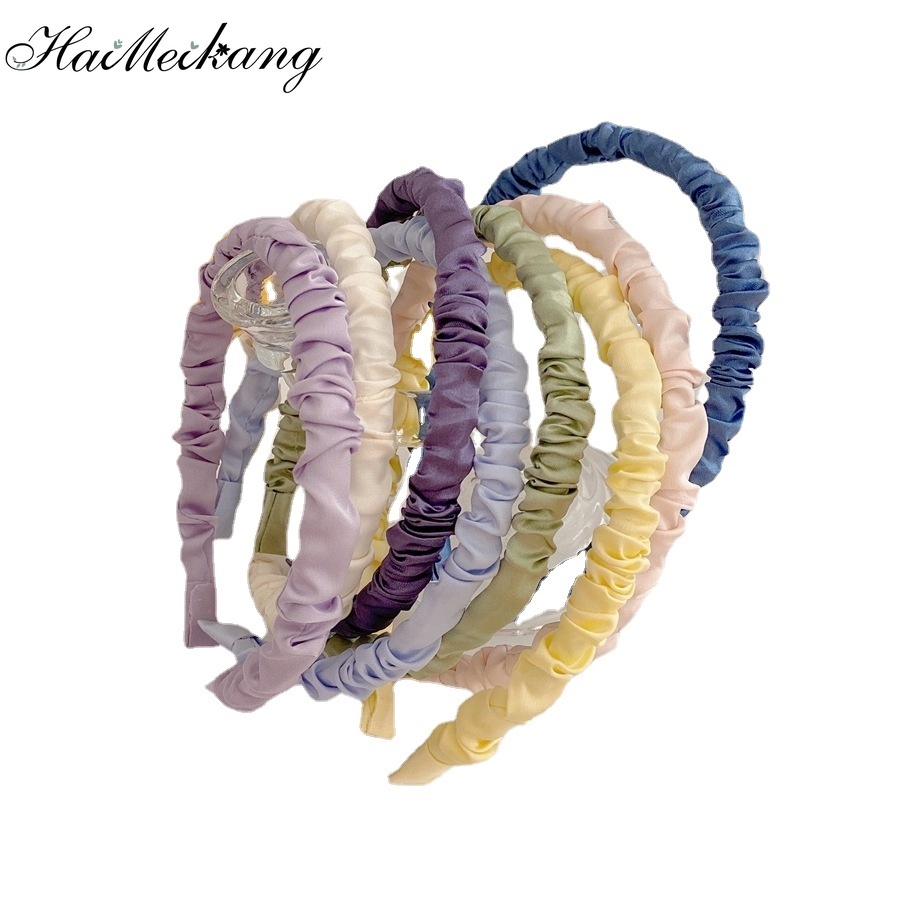 Cài tóc HAIMEIKANG vải satin xếp ly phong cách Hàn Quốc ngọt ngào