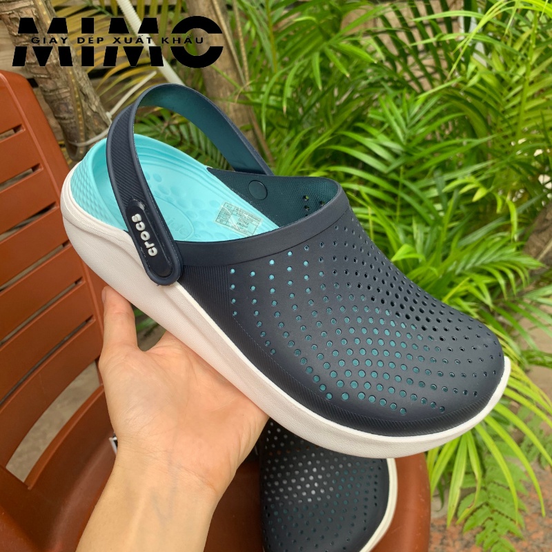 Sục Cross Literide xanh min, dép nhựa đi mưa chống trơn trượt, thoáng khí cho nam nữ