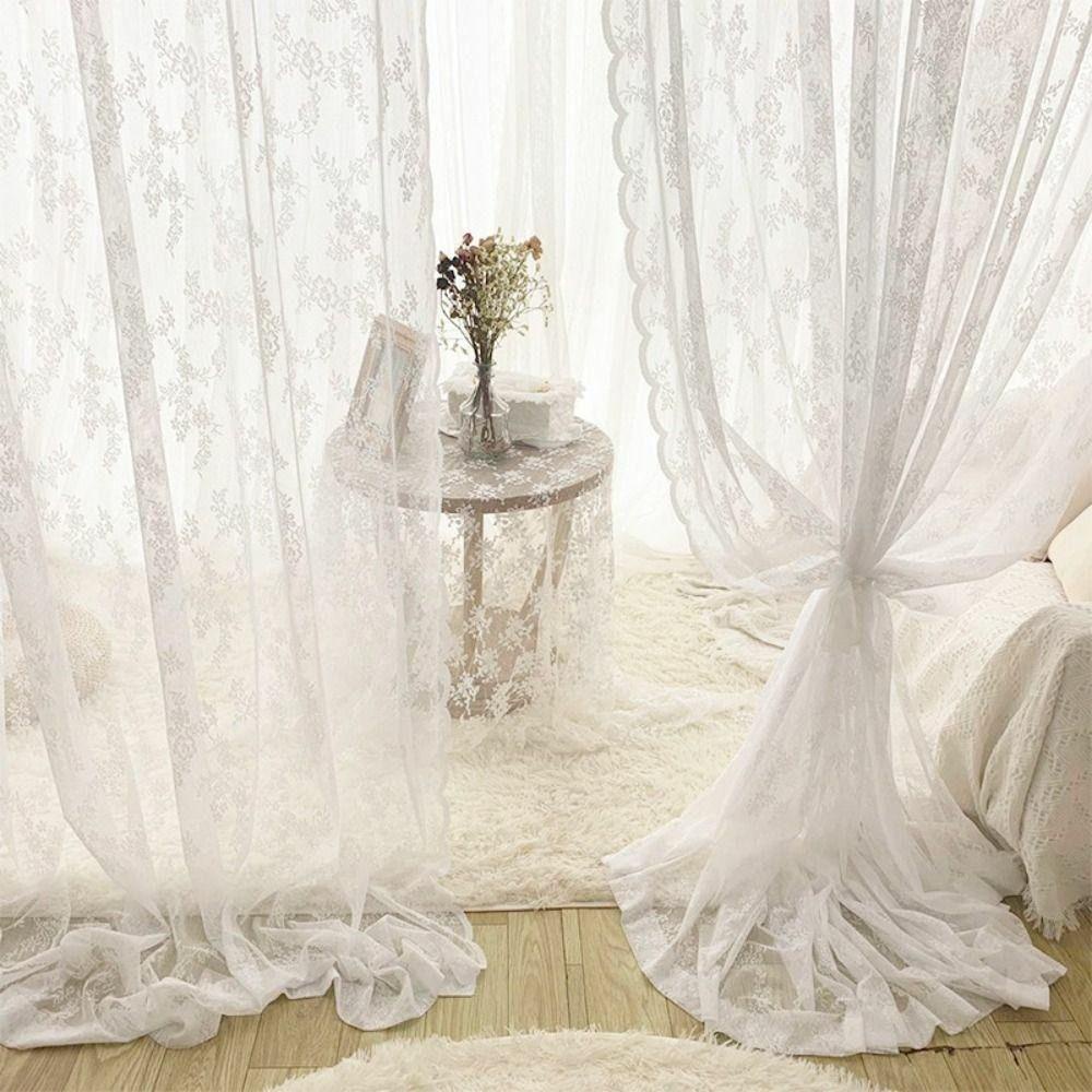 Epoch Rèm cửa sổ Vải Tuyn Màu Trắng Trơn Họa Tiết Hoa Vintage