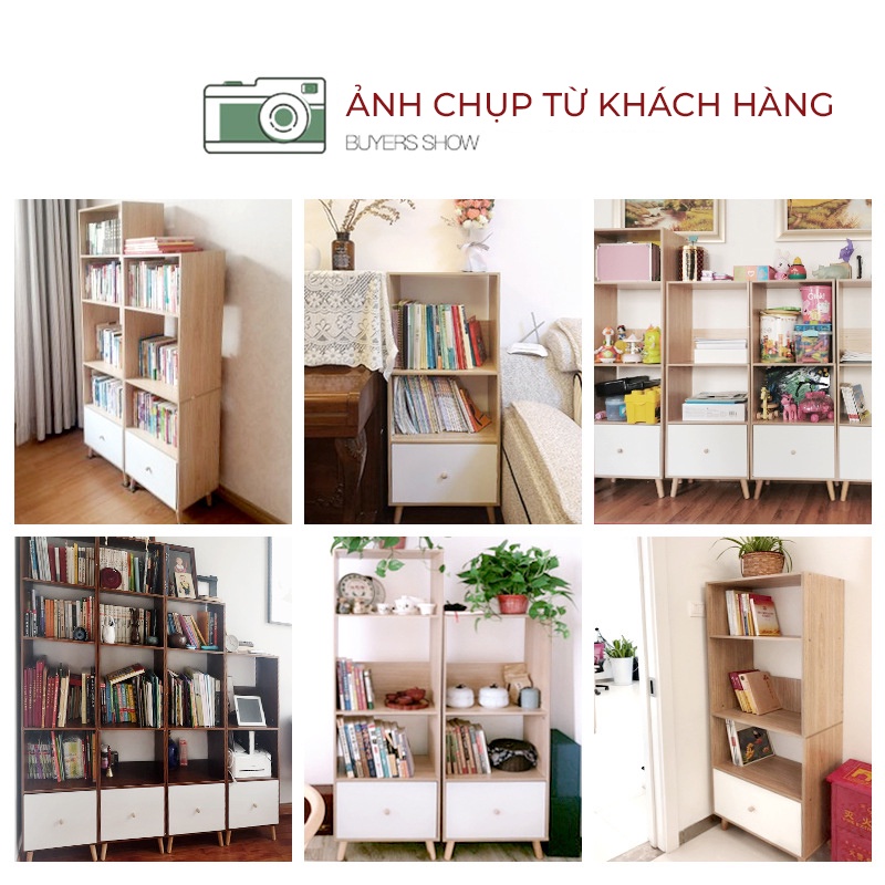 Kệ sách nhiều tầng vân gỗ kèm trắng Tâm House K127