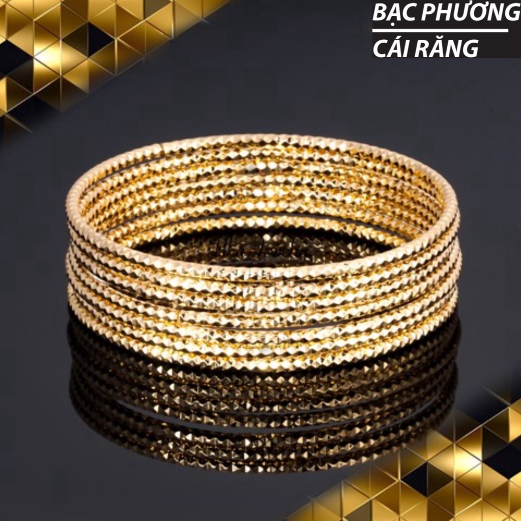 BỘ 7 VÒNG XIMEN BẢN TRÒN HOẠ TIẾT CẮT MÁY KIM CƯƠNG MẠ VÀNG 18K