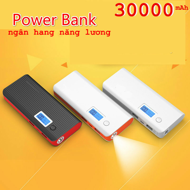 Pin dự phòng 30000mAh di động có đèn pin sạc nhanh với màn hình điện tử Pin ngoài Power bank