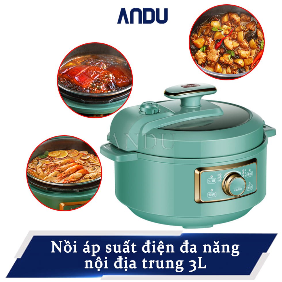 Nồi Áp Suất Nội Địa Trung Đa Chức Năng 3L Nấu Lẩu, Nấu Cơm, Hầm, Nấu Soup, Chiên, Xào...