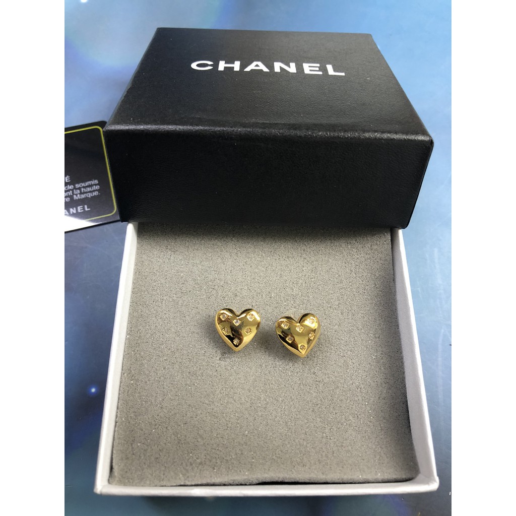 Chānél New Gold Heart Earring Single Crystal Fashion Women's Earrings