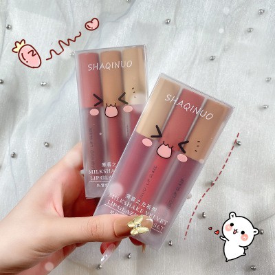 Chị Mỹ Set 3 Cây Son Kem Lì SHAQINUO Fluffy Lip Glaze