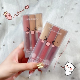 Chị Mỹ Set 3 Cây Son Kem Lì SHAQINUO Fluffy Lip Glaze