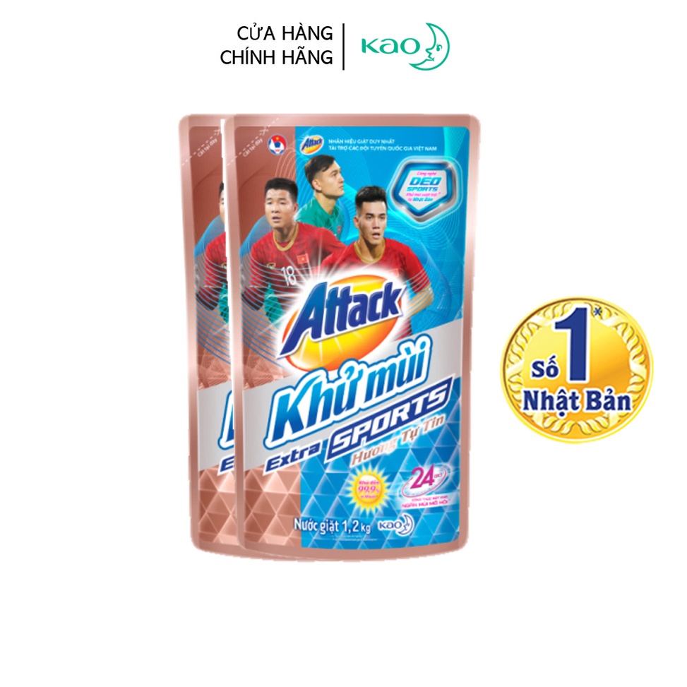 [Mã FMCGKAO52 giảm 8% đơn 250k] Combo 2 Nước giặt Attack Khử Mùi Extra Sport Tự Tin túi 1.2kg