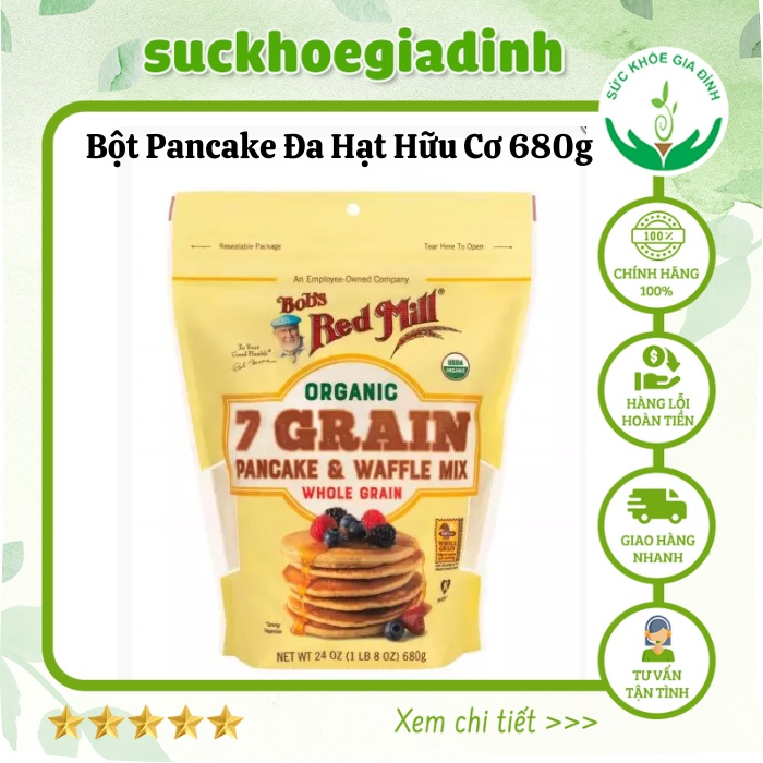 Bột 7 Hạt Làm Bánh Pancake & Wafffle Hữu Cơ BRM 680g