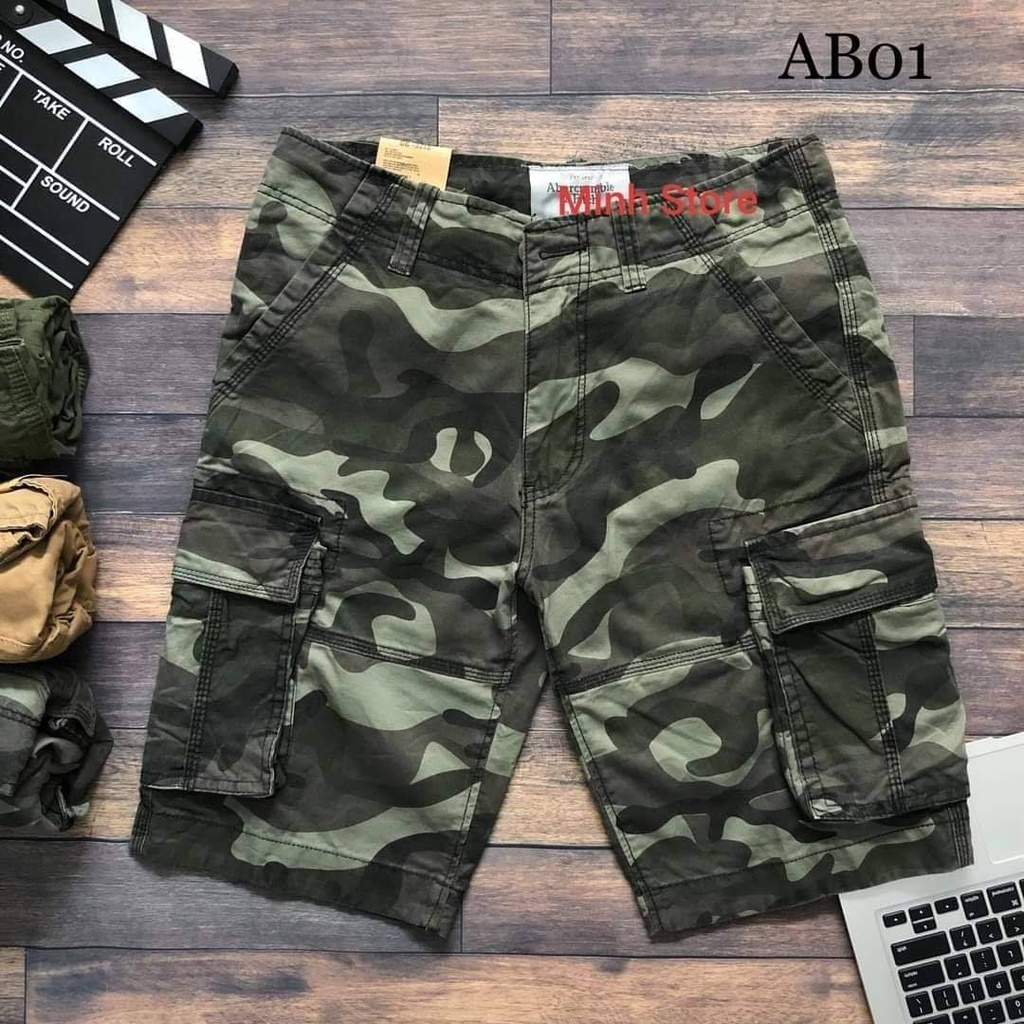 Quần short túi hộp họa tiết lính chất kaki mềm mịn và bền bỉ, quần có 6 túi cá tính AB01