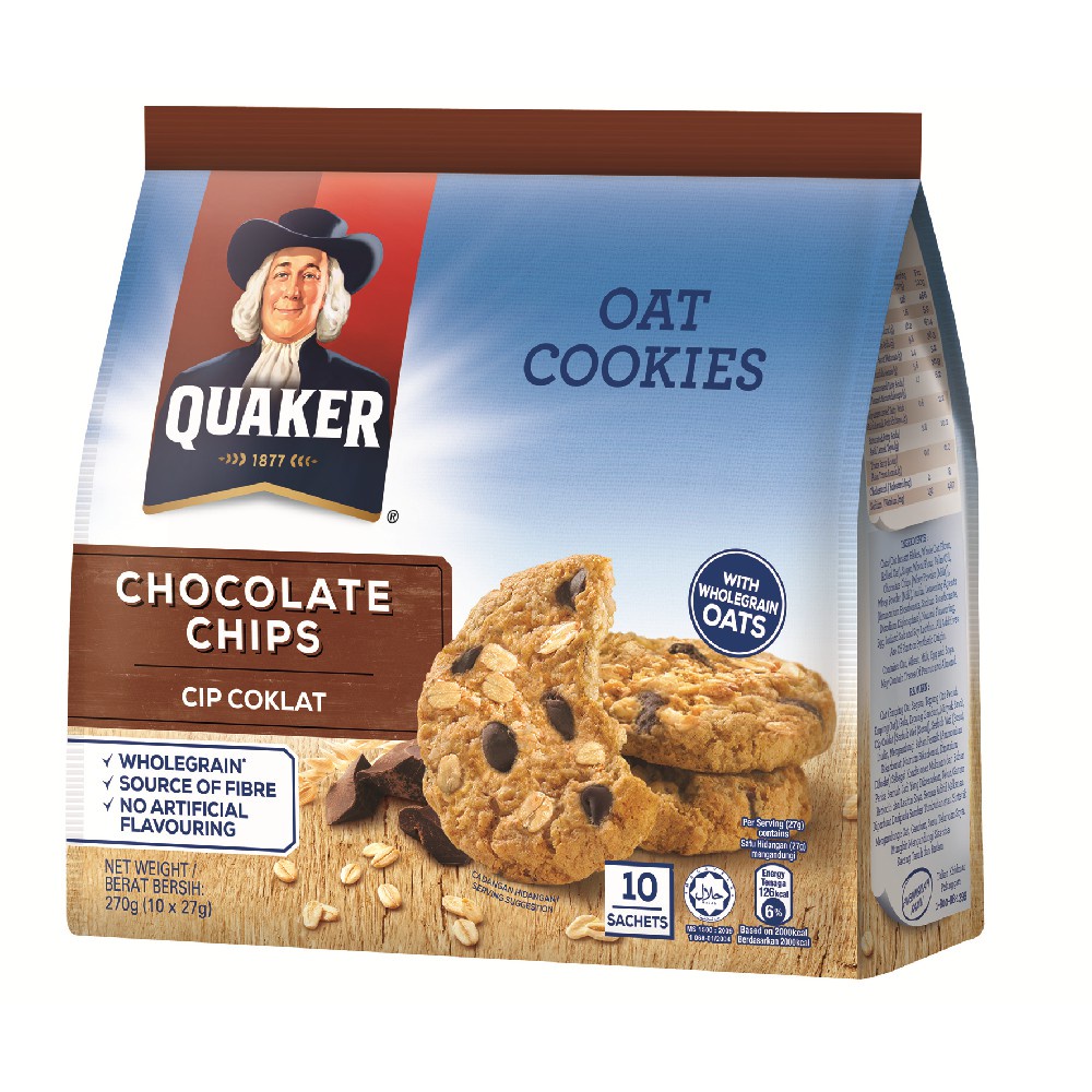 Combo 2 Bánh Quy Yến Mạch Quaker Hương Chocolate 270gr/gói