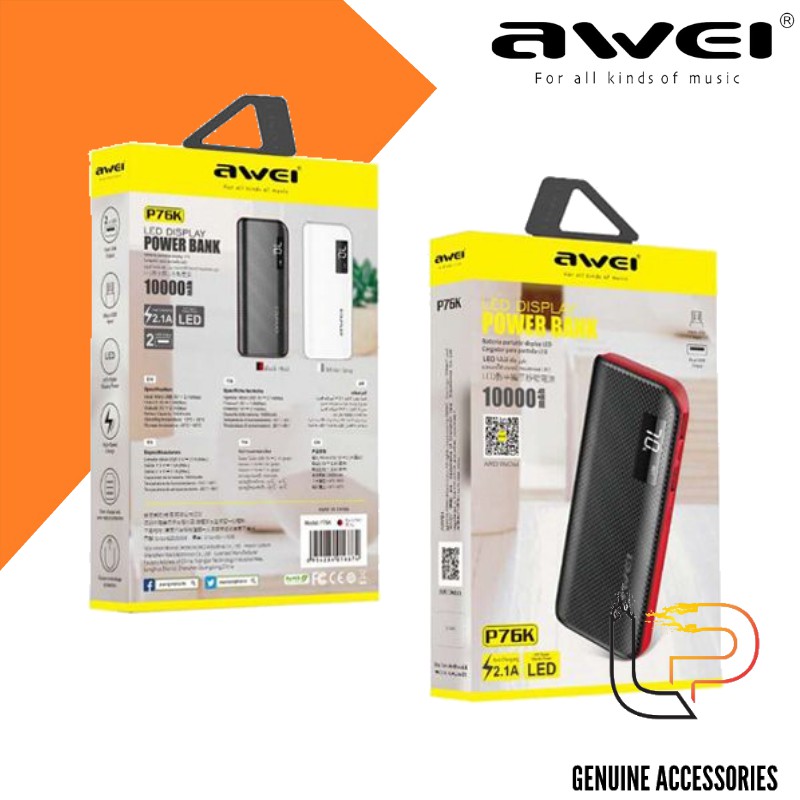 Pin Sạc Dự Phòng 10000mAh Awei P76K