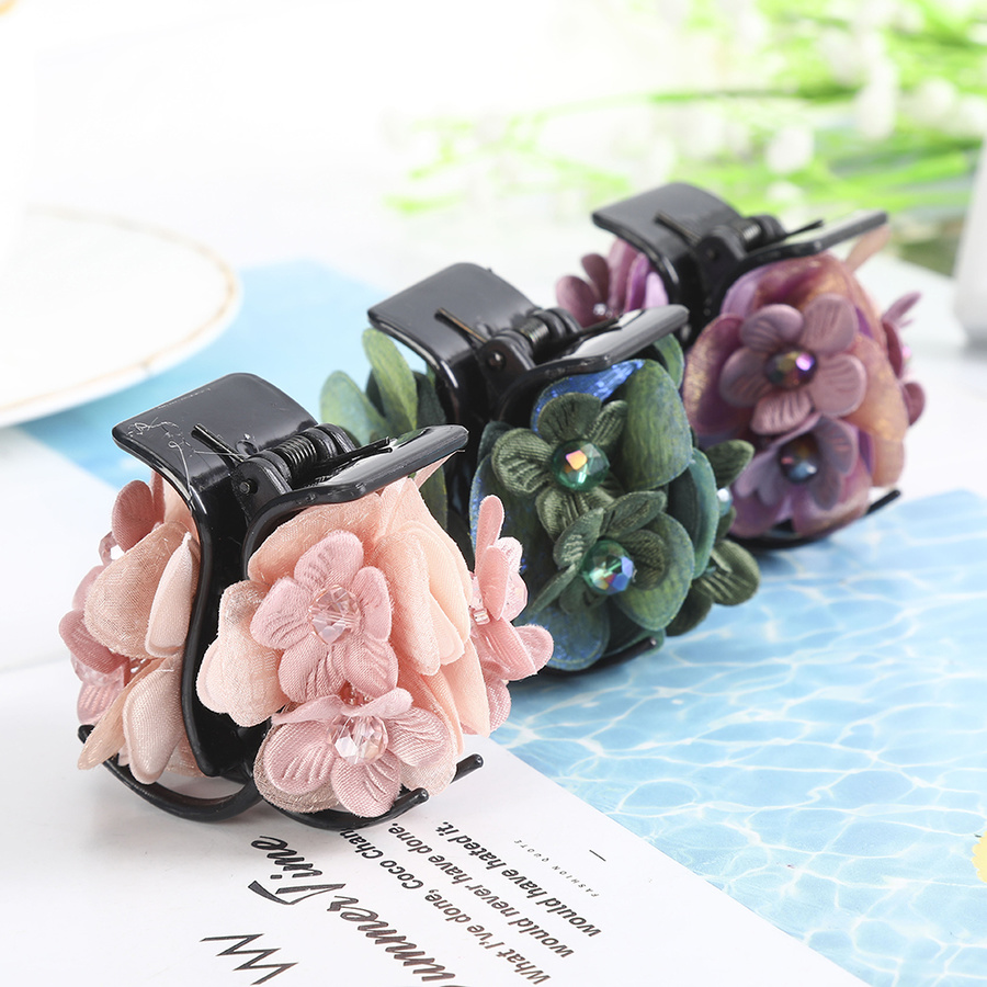 Kẹp tóc hình bông hoa đính đá và ngọc trai thời trang xinh xắn cho nữ