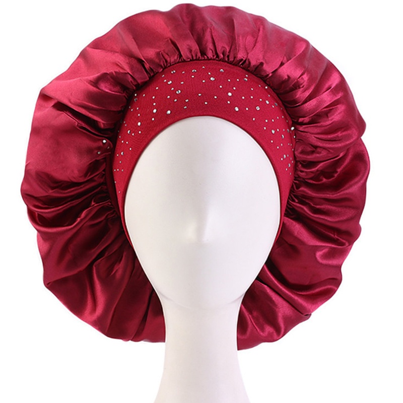 Mũ Trùm Đầu Bằng Satin Co Giãn Đính Đá Có Thể Điều Chỉnh