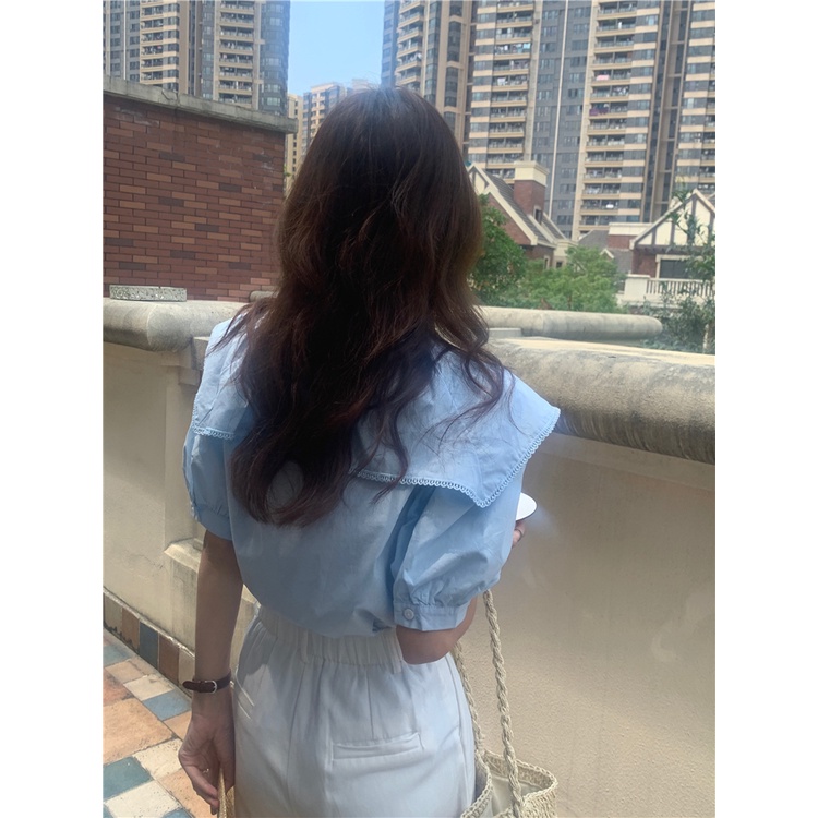 Áo Sơ Mi Mỏng Tay Ngắn Phồng Phong Cách Pháp Thiết Kế Mới Mùa Hè 2022 Dành Cho Nữ