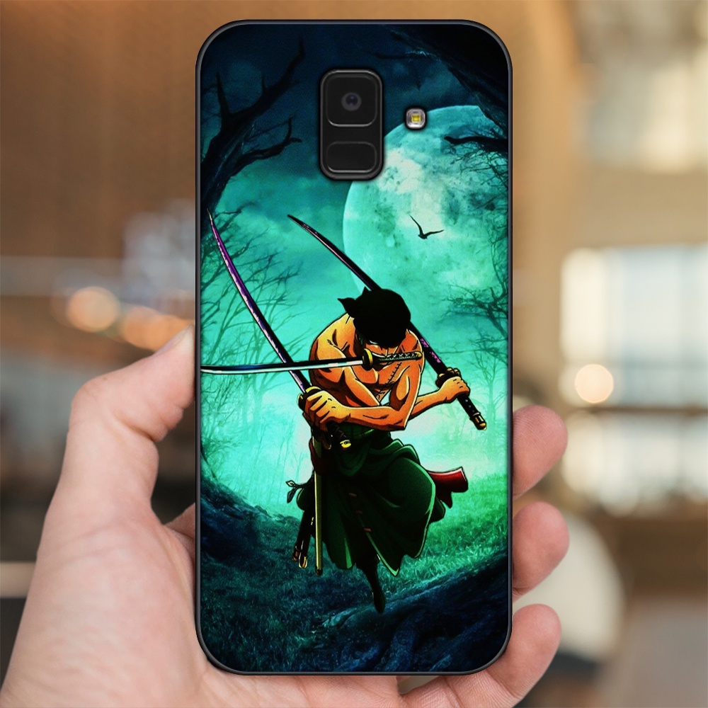 Ốp lưng Samsung A5 2018, A6 2018, A8 2018, J6 2018, A8 Plus viền đen in hình Zoro One Piece