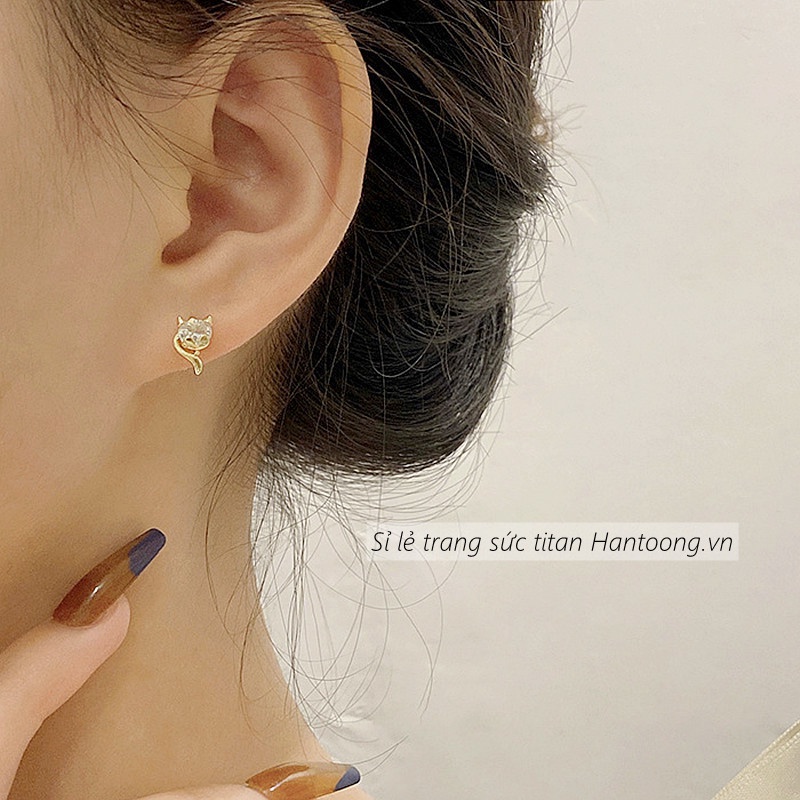 Bông tai nữ hình hồ ly nhỏ dễ thương thiết kế đính đá thời trang trẻ trung