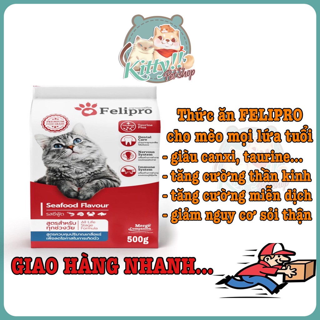 Thức ăn hạt Felipro dành cho mèo mọi lứa tuổi 500g - thức ăn cho mèo kén ăn - Kitty Pet Shop