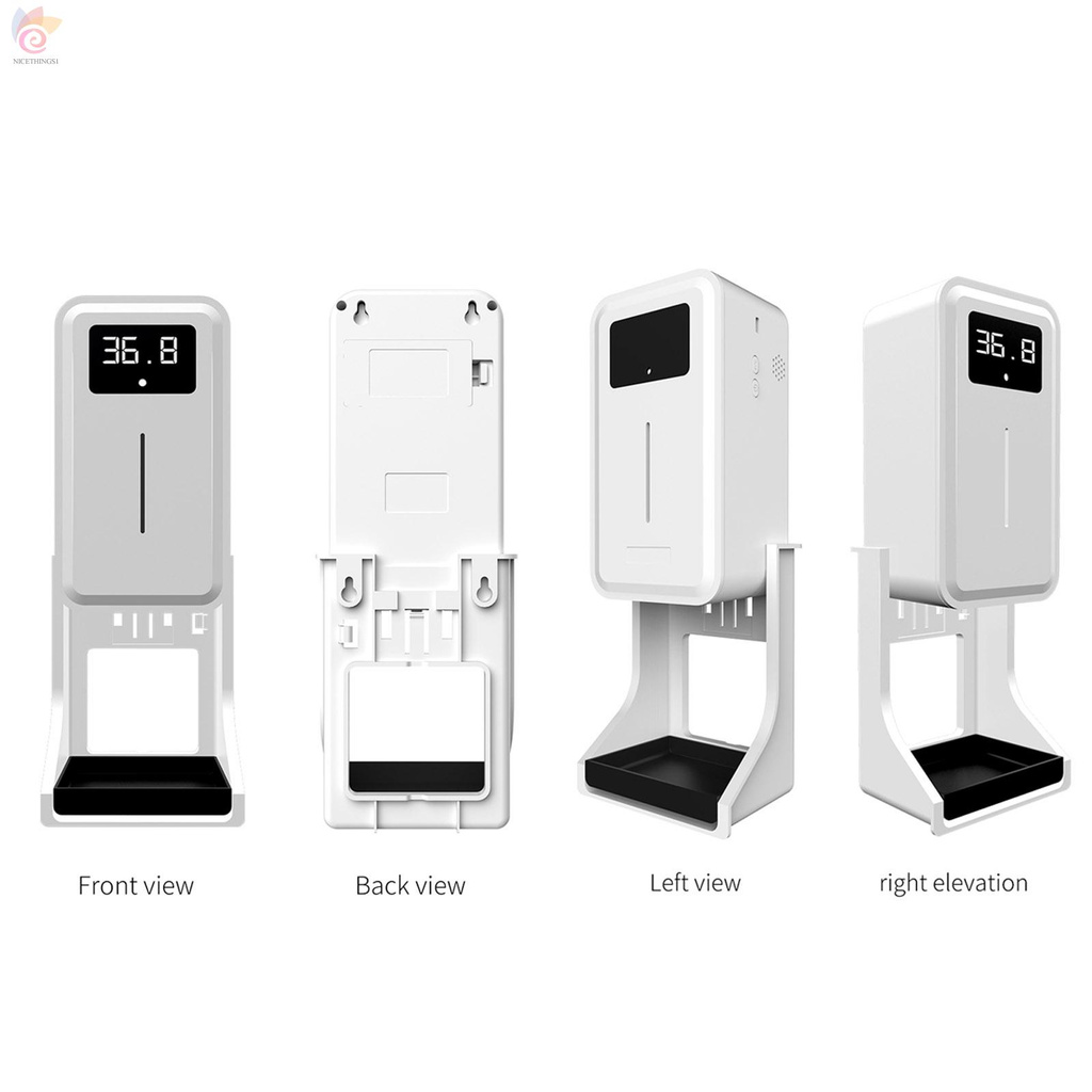 ET Rehabor A Wall-Mounted Body Thermometer Induction Soap Dispenser 2 in 1 Automatic Hand Sanitizer Stand with Dispenser IR Thermometer Temperature Alarm 450ML Hands Free Sanitizing Station Touch Free Sanitizer Dispenser with Drip Tray