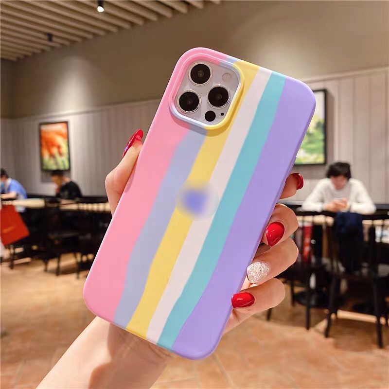 Ốp lưng chống bẩn 7 màu cầu vồng full viền cho iPhone 6 đến 12 pro max