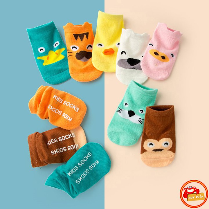 Tất chống trượt hình thú loại cổ ngắn cho trẻ sơ sinh KIDS SOCKS siêu an toàn cho bé chạy nhảy(TKS02)