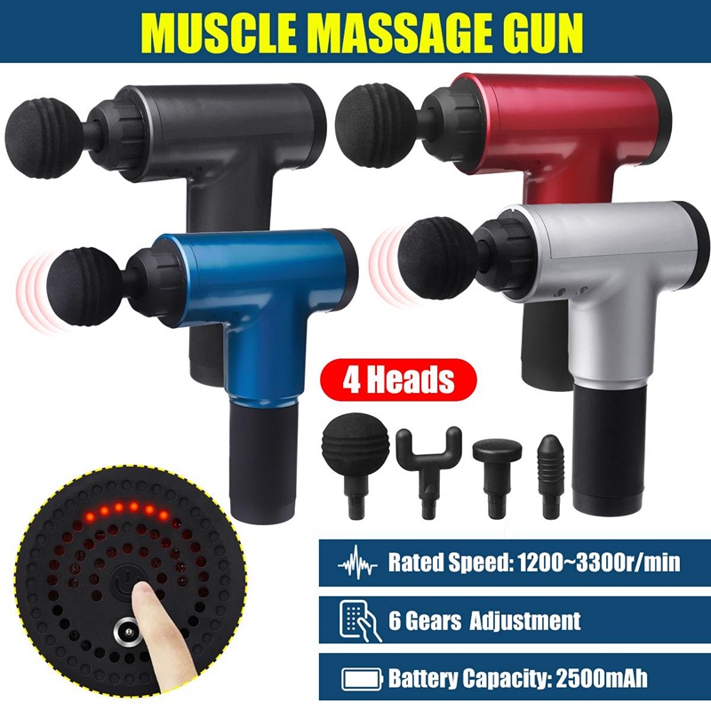 Máy massage cầm tay JESSE 4 đầu massage 6 cấp độ thư giãn trị liệu giảm đau cứng cơ hiệu quả. Hàng Chính Hãng.