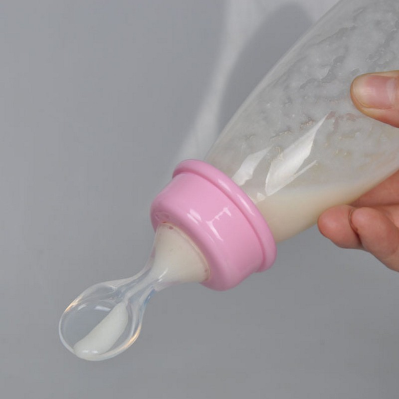 FL 240ML Baby Squeeze Spoon Milk Food Support Bottle Newborn Rice Bottle Infant Drinking Training Cups