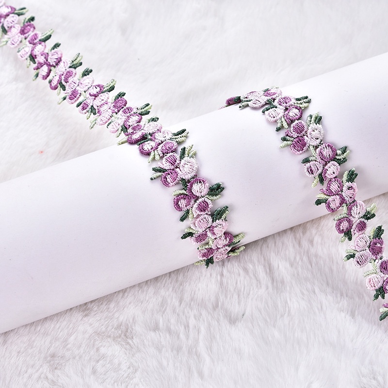 Ruy băng ren hoa hồng 2cm ba chiều polyester lụa ren cao cấp, phụ kiện handmade