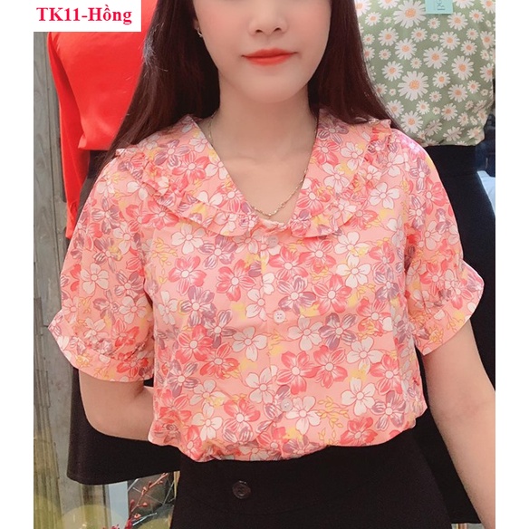 TK11 ÁO HOA CỔ BÈO TAY NGẮN SALE LẺ SIZE