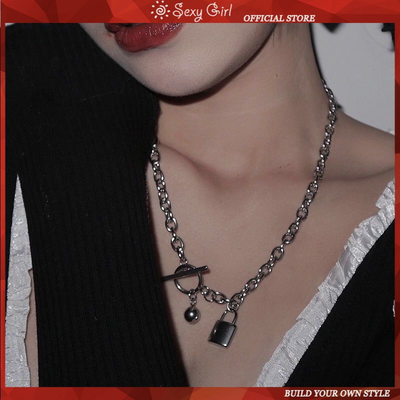 Vòng cổ dây xích có khóa chuông phong cách Harajuku đường phố cá tính quyến rũ thời trang cho nữ