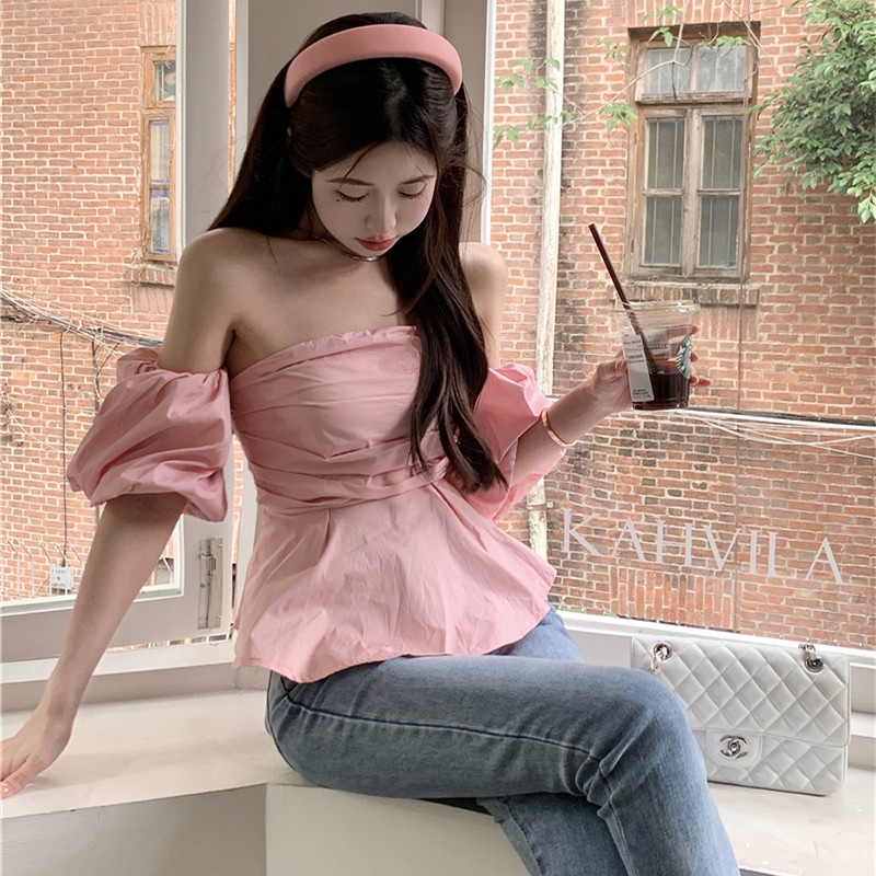 Áo Nữ Trễ Vai Ngắn Tay Thời Trang Quyến Rũ