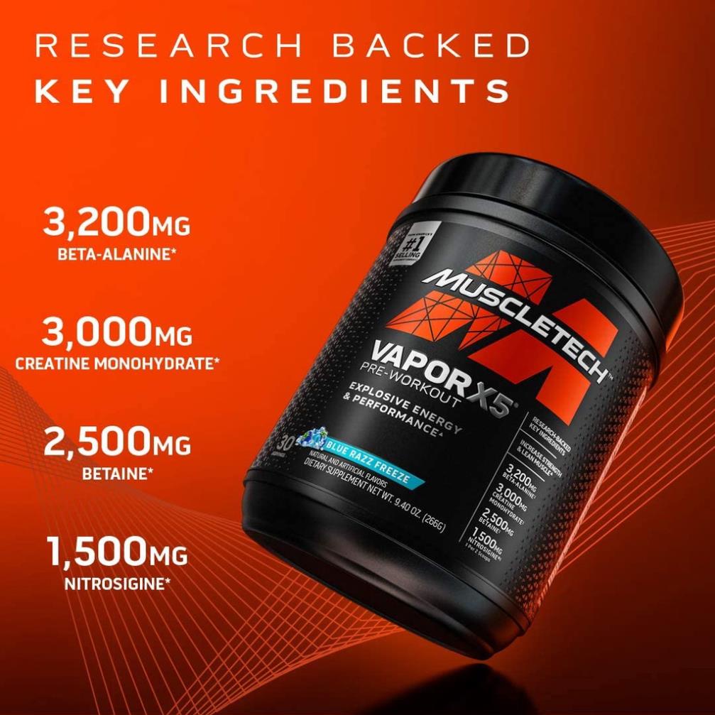 [GIÁ TỐT NHẤT] MUSCLETECH VAPOR X5 PRE WORKOUT 30 SER | Hỗ Trợ Tăng Sức Mạnh Trước Tập