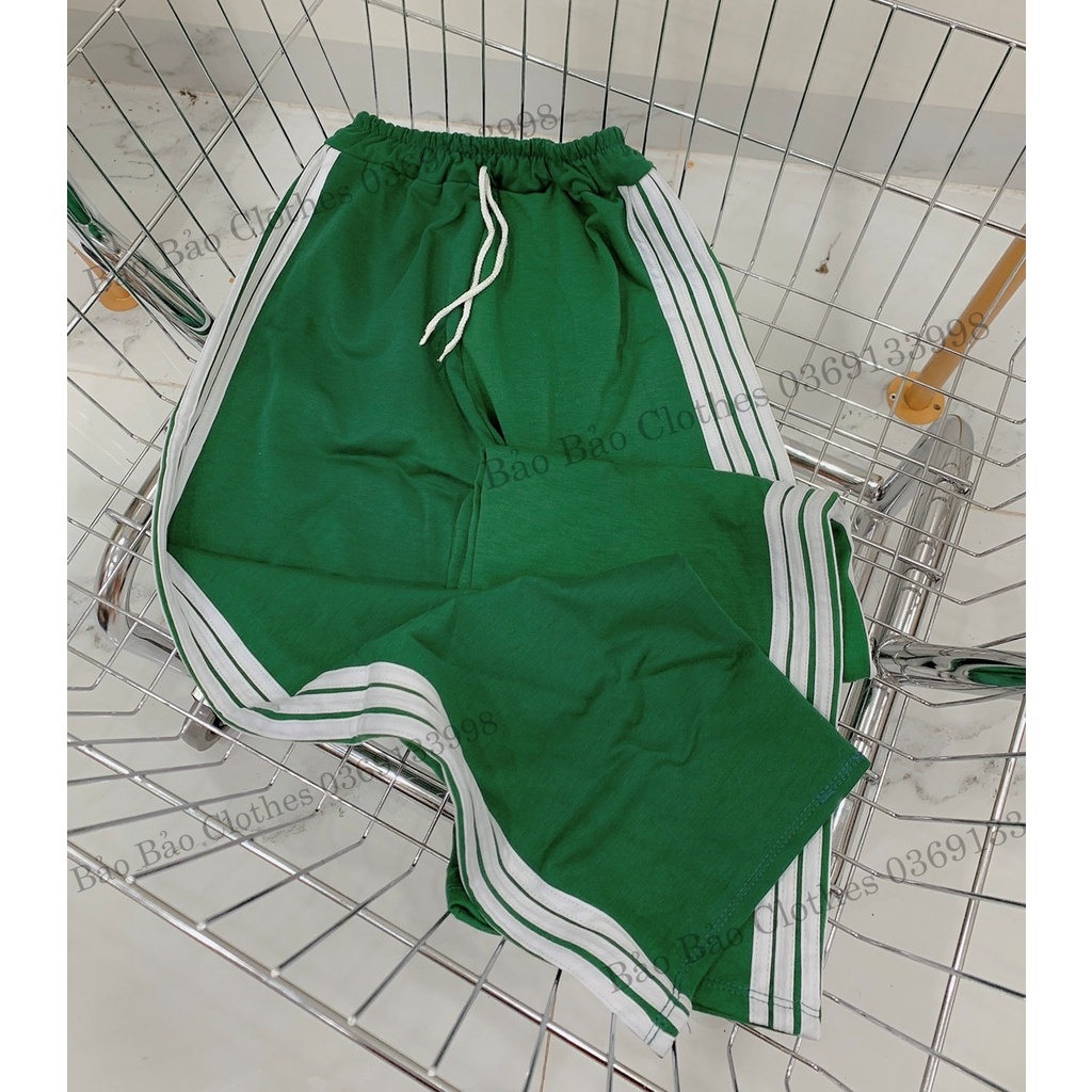 Quần Óng Rộng Xanh 3 Sọc Nam Nữ Dáng Rộng Unisex Cạp Chun Co Dãn Uzzlang Hàn Quốc