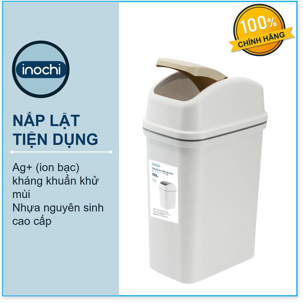 Thùng Rác Nhựa Nắp Lật Inochi 10 Lít Rất Đẹp Làm Sọt Rác Văn Phòng, Khách Sạn, Đựng Rác Gia Đình, Để Bàn Trong Nhà