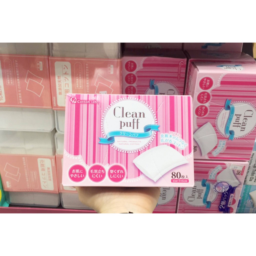 Bông tẩy trang Clean Puff cao cấp (Hộp 80 miếng)