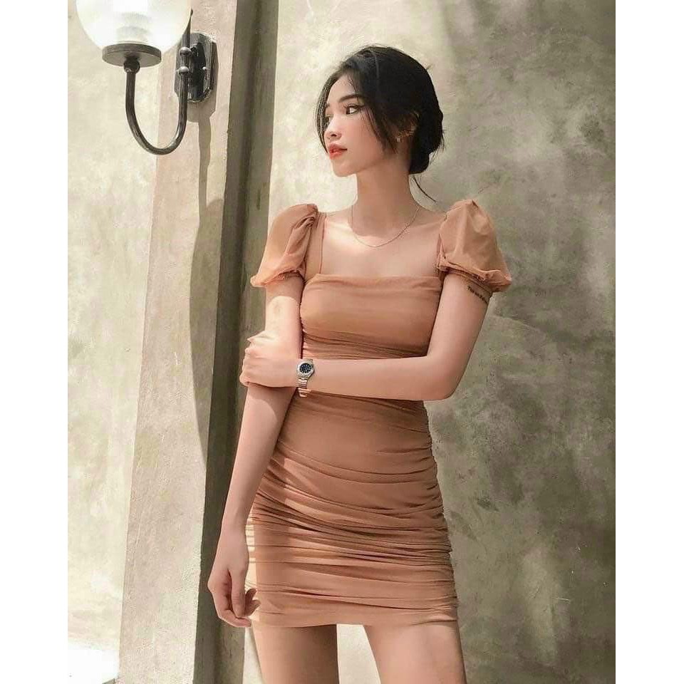 Váy body cổ vuông, váy body zúm siêu sang chảnh | BigBuy360 - bigbuy360.vn