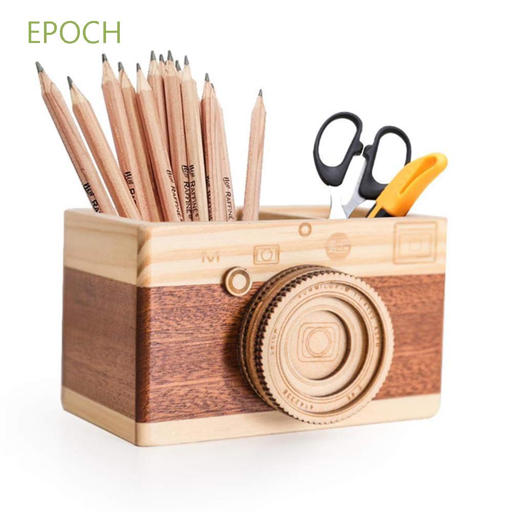 Epoch Hộp Đựng Bút Bằng Gỗ Hai Tầng Để Bàn Tiện Dụng