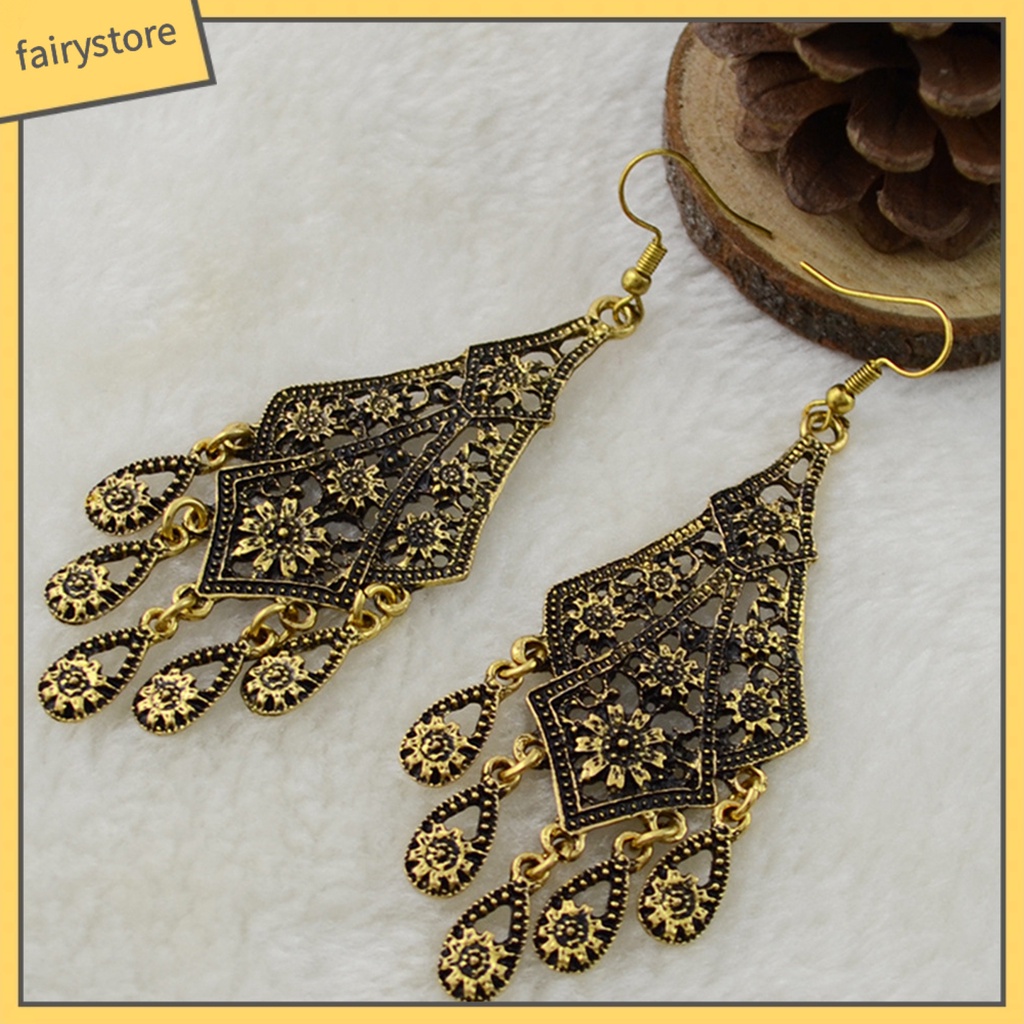 Bông tai nữ trang dáng dài tạo hình độc đáo