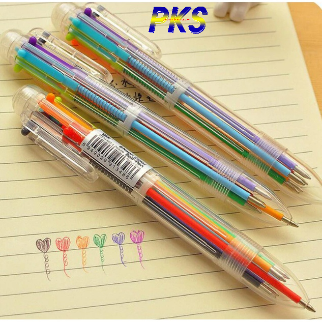Bút Bi Nhiều Màu Sắc Nét Viết Đẹp - 6 ngòi 6 màu