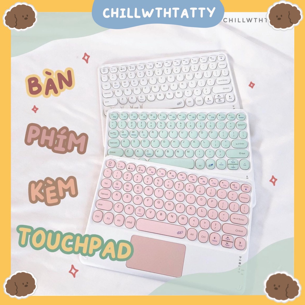 Bàn phím Bluetooth cho máy tính bảng, điện thoại, laptop có bàn di chuột Touchpad