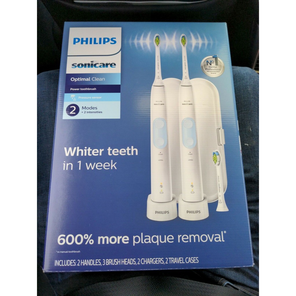 - Bộ đôi bàn chải điện Philips Sonicare ProtectiveClean 5000, Optimal Clean - Có bán tách set