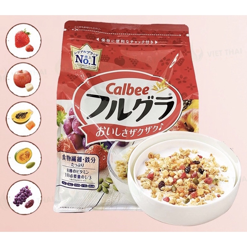 Ngũ cốc Calbee ăn kiêng giảm cân Nhật Bản với đủ vị ngon tuyệt- mix hoa quả trái cây sữa chua dùng ăn sáng