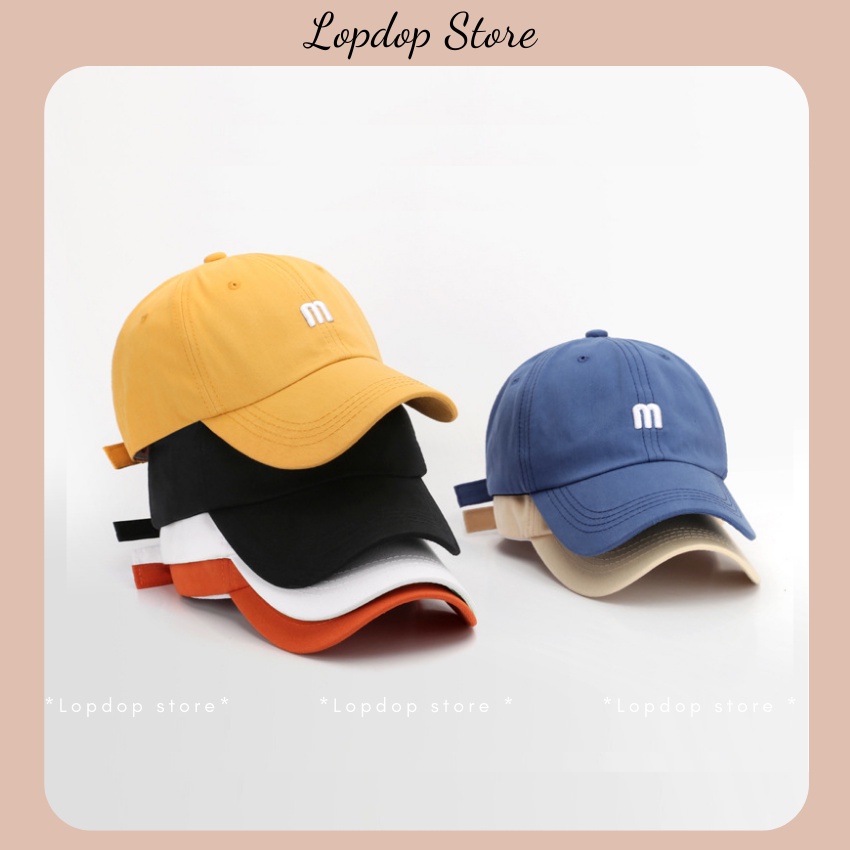 Mũ Lưỡi Trai Unisex LOPDOP Thêu Chữ M Phong Cách Thời Trang Ullzzang Hàn Quốc MU116