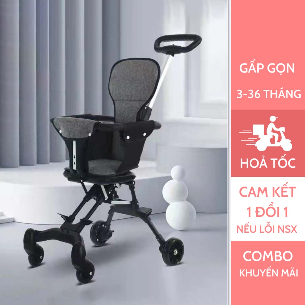 Xe đẩy gấp gọn cho bé có đệm lót ngồi êm Shop Bố Soup