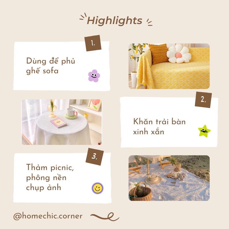 Khăn trải bàn viền tua rua phong cách retro| HOME CHIC CORNER