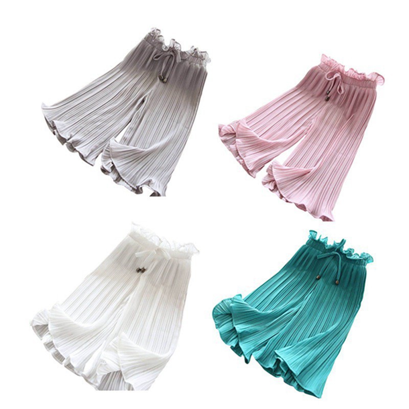 Quần ống rộng thiết kế xếp ly hợp thời trang cho bé gái